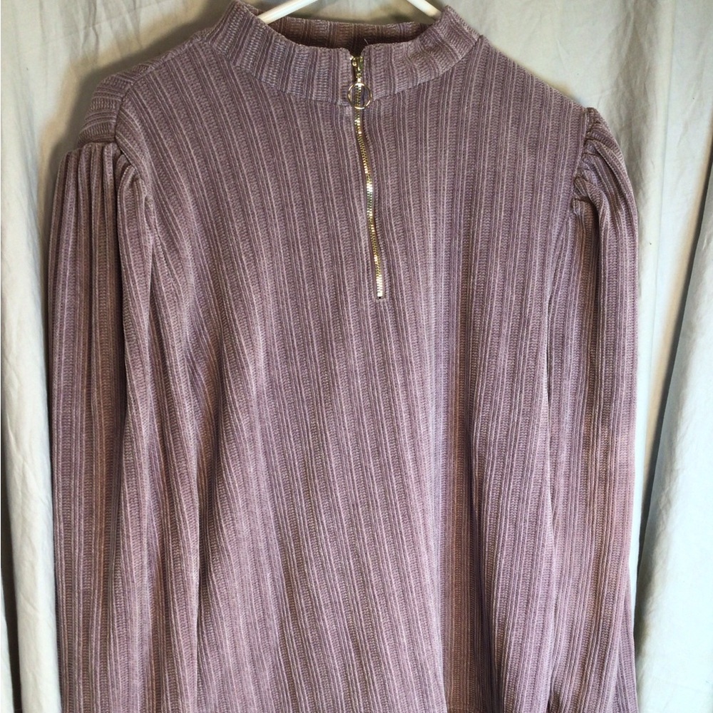 By Design Purple Ribbed Velvety Half-Zip Sweater Womens XL